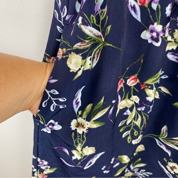 CATHERINE Malandrino Navy Blue Floral Sleeveless Dress Small - Picture 6 of 13